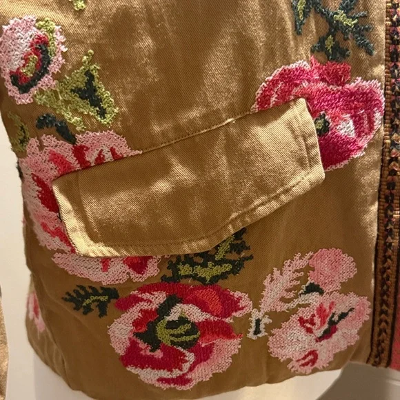 Floral Embroidered Women's Vintage Bomber Jacket - Picture 6 of 8